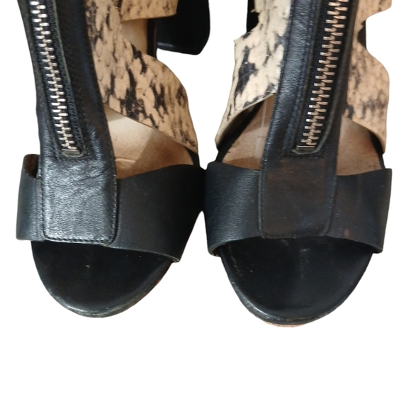 Michael Kors Anya Block Heel Caged Snakeskin Leather Heels, Size: 8 M - Picture 4 of 10